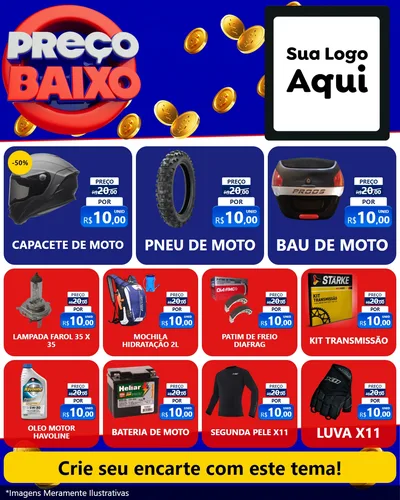 Modelo de Rede Social para Feed Instagram com o tema Preço Baixo para Moto peças