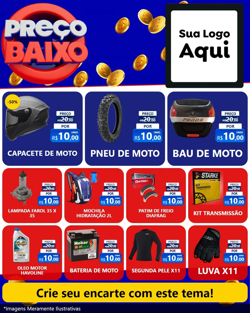 Modelo de Rede Social para Feed Instagram com o tema Preço Baixo para Moto peças