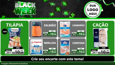 Modelo de TV para TV Horizontal com o tema Black Week para Peixaria