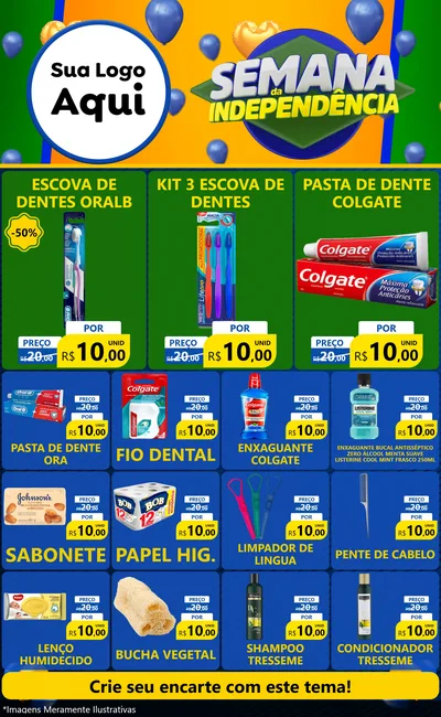 Modelo de Encarte para Encarte Grande com o tema Semana da Independência para Higiene Pessoal