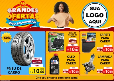 Modelo de Encarte para Encarte A4 Horizontal com o tema Grandes Ofertas Para Economizar! para Auto peças