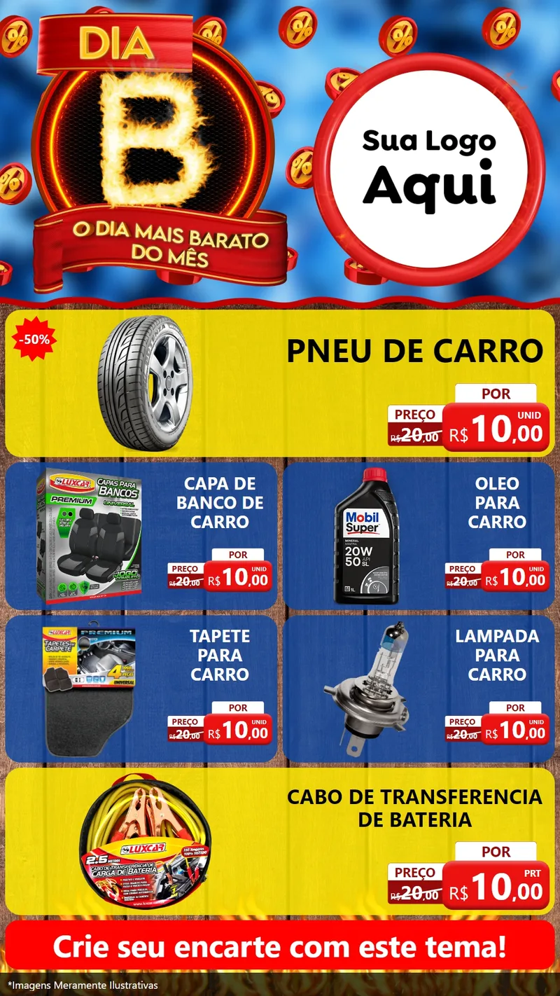 Modelo de TV para TV Vertical com o tema Dia B - O Dia Mais Barato Do Mês para Auto peças