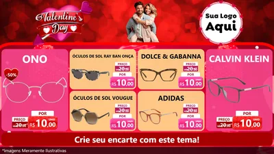 Modelo de TV para TV Horizontal com o tema Valentine's Day para Óticas