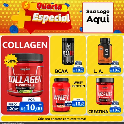 Modelo de Rede Social para Feed Facebook com o tema Quarta Mais Especial para Suplementos alimentares