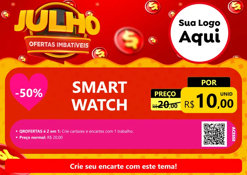 Modelo de Cartaz para Cartaz A4 Horizontal com o tema Julho Ofertas Imbatíveis para Informática