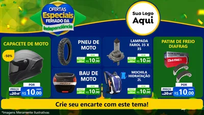 Modelo de TV para TV Horizontal com o tema Ofertas Especiais Feriado da Independência para Moto peças