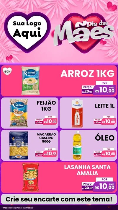 Modelo de TV para TV Vertical com o tema Dia das Mães para Supermercado