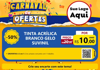Modelo de Cartaz para Cartaz A4 Horizontal com o tema Carnaval de Ofertas para Tintas e Ferramentas