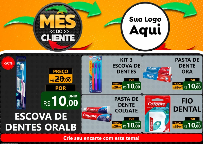 Modelo de Encarte para Encarte A4 Horizontal com o tema Mês do Cliente para Higiene Pessoal