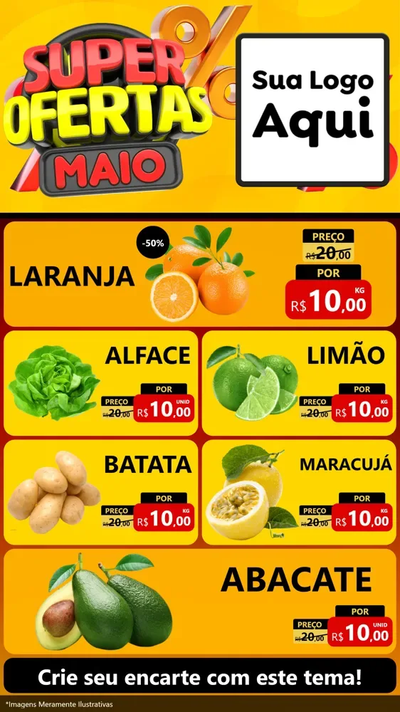 Modelo de TV para TV Vertical com o tema Super Ofertas Maio para Hortifrúti