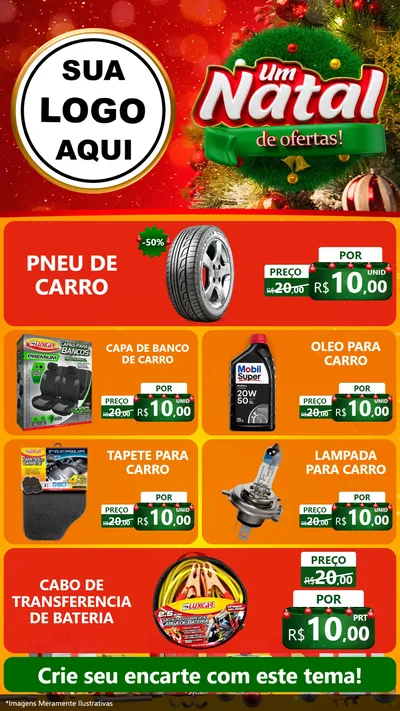 Modelo de TV para TV Vertical com o tema Um Natal de Ofertas para Auto peças