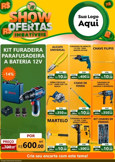 Modelo de Encarte para Encarte A4 Vertical com o tema Show de Ofertas Imbatíveis para Maquinas e Ferramentas