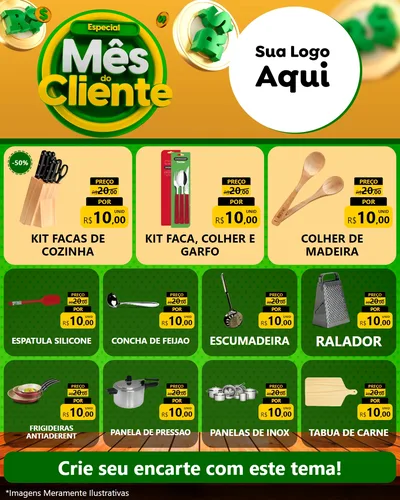 Modelo de Rede Social para Feed Instagram com o tema Especial Mês do Cliente para Utilidades Domésticas
