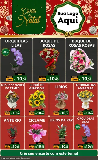 Modelo de Encarte para Encarte Grande com o tema Natal de Ofertas para Floricultura e jardim