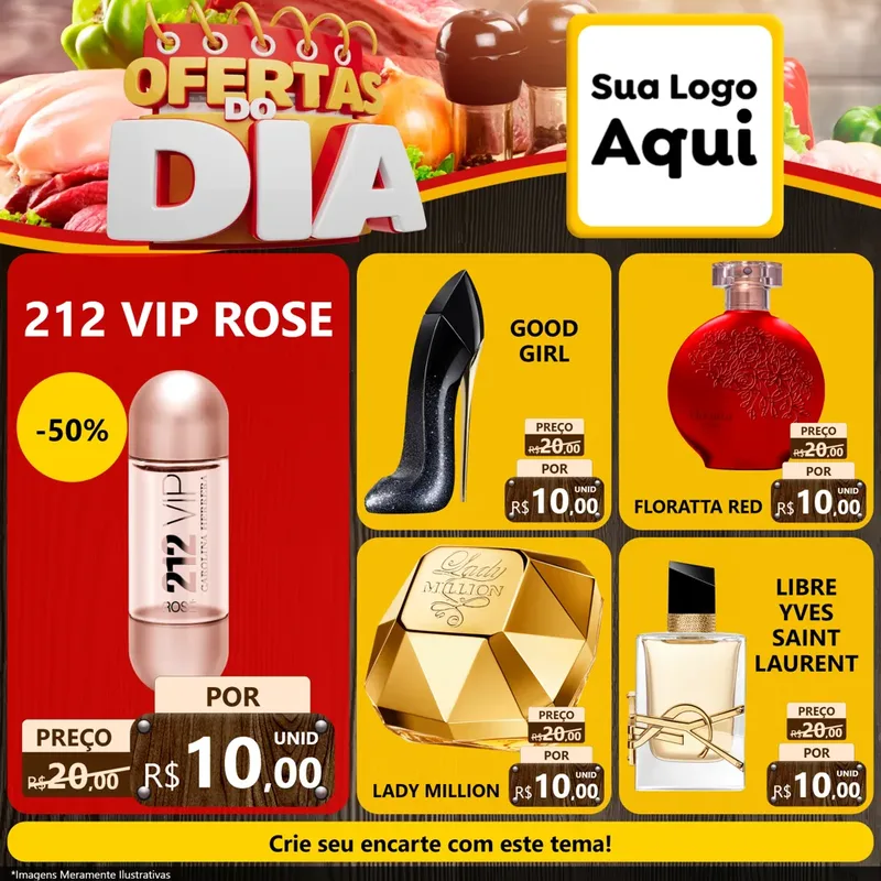 Modelo de Rede Social para Feed Facebook com o tema Ofertas do Dia para Perfumes
