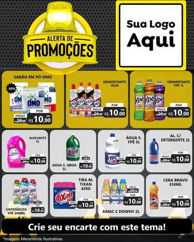 Modelo de Rede Social para Feed Instagram com o tema Alerta de Promoções para Produtos de Limpeza