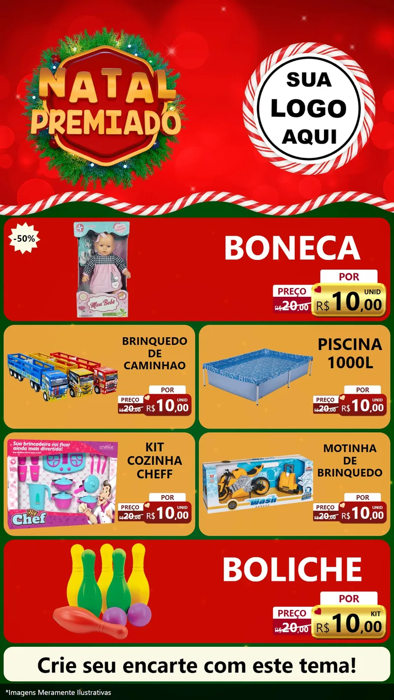 Modelo de TV para TV Vertical com o tema Natal Premiado para Brinquedos