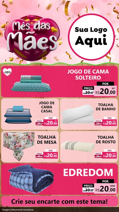 Modelo de TV para TV Vertical com o tema Mês das Mães para Cama, Mesa e Banho