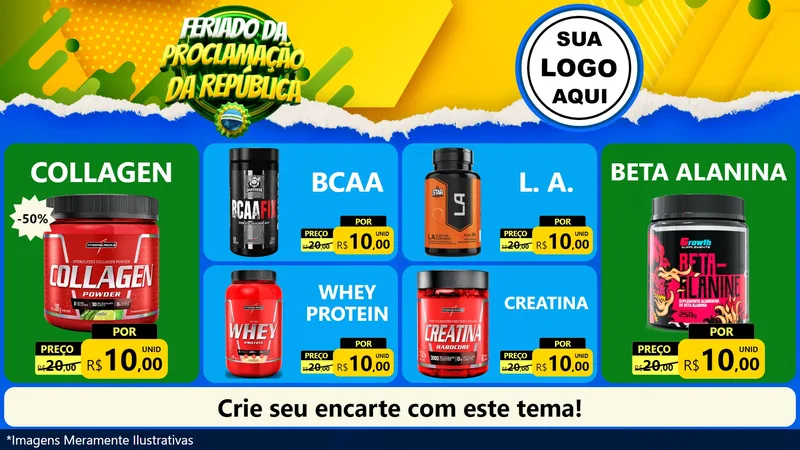 Modelo de TV para TV Horizontal com o tema Feriado da Proclamação da República para Suplementos alimentares