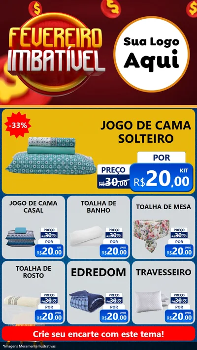 Modelo de Rede Social para Stories com o tema Fevereiro Imbatível para Cama, Mesa e Banho
