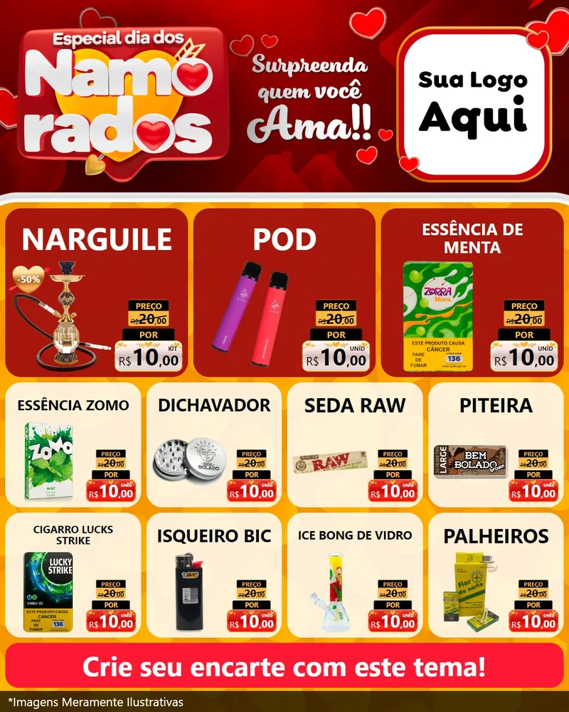 Modelo de Rede Social para Feed Instagram com o tema Especial Dia dos Namorados para Tabacaria