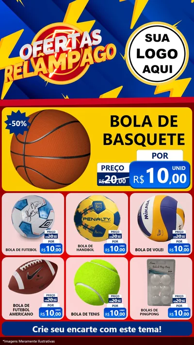 Modelo de Rede Social para Stories com o tema Ofertas Relâmpago para Artigos Esportivos