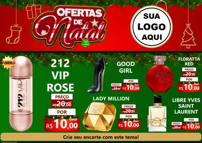 Modelo de Encarte para Encarte A4 Horizontal com o tema Ofertas de Natal para Perfumes