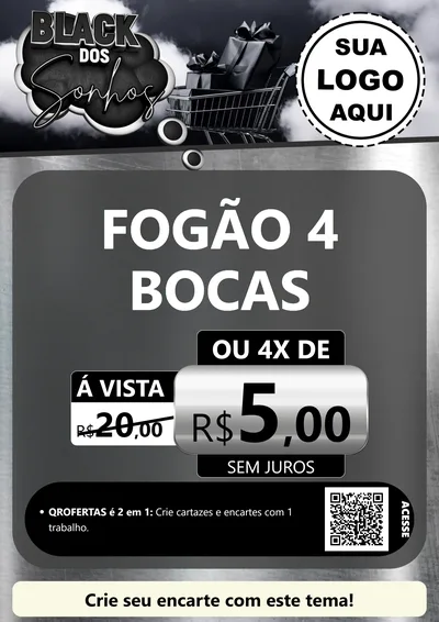 Modelo de Cartaz para Cartaz A4 Vertical com o tema Black dos Sonhos para Móveis e Eletro