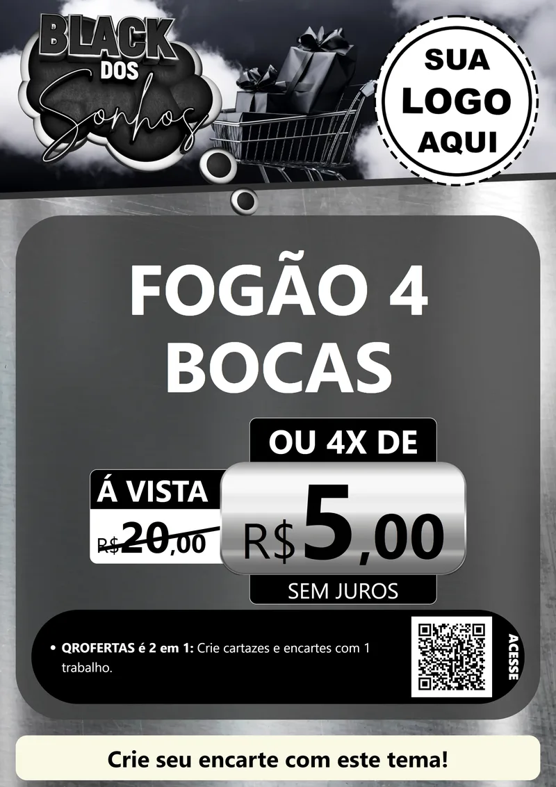 Modelo de Cartaz para Cartaz A4 Vertical com o tema Black dos Sonhos para Móveis e Eletro