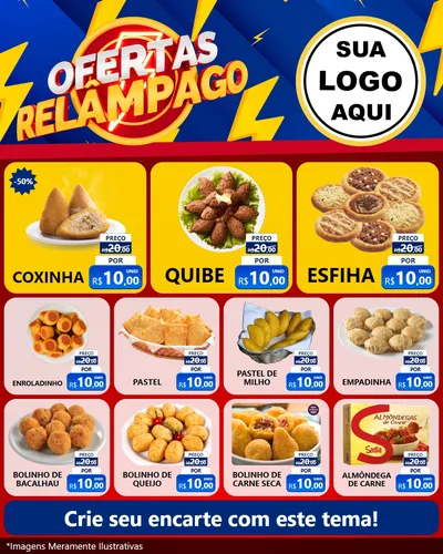 Modelo de Rede Social para Feed Instagram com o tema Ofertas Relâmpago para Salgadaria
