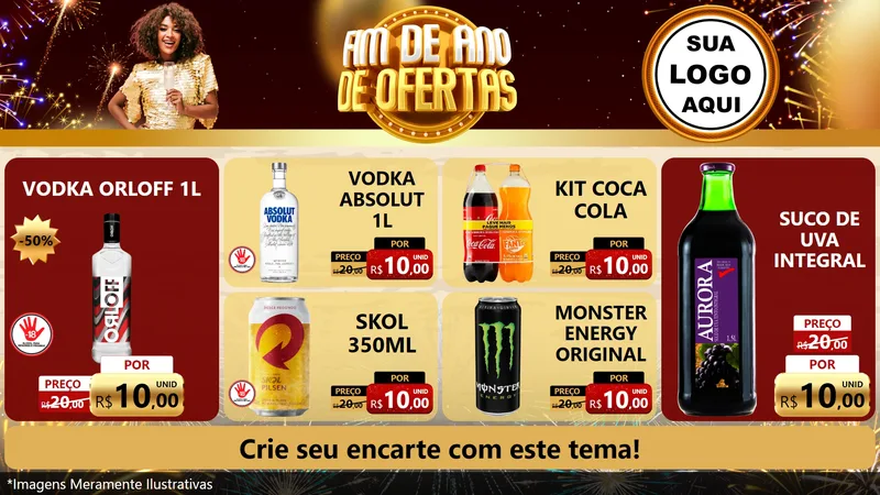 Modelo de TV para TV Horizontal com o tema Fim de Ano de Ofertas para Distribuidora de bebidas
