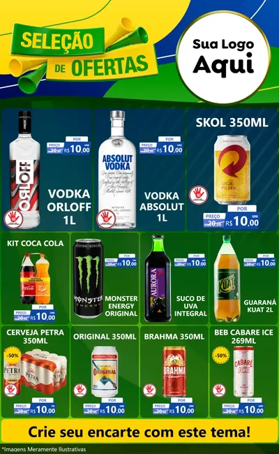 Modelo de Encarte para Encarte Grande com o tema Seleção de Ofertas - Copa para Distribuidora de bebidas