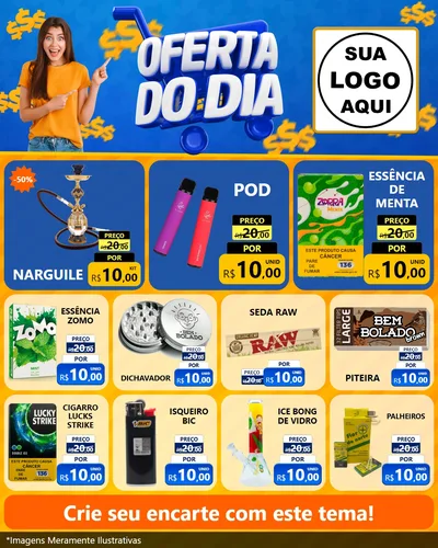 Modelo de Rede Social para Feed Instagram com o tema Oferta do Dia para Tabacaria
