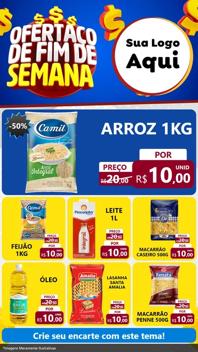 Modelo de Rede Social para Stories com o tema Ofertaço de Fim de Semana para Supermercado