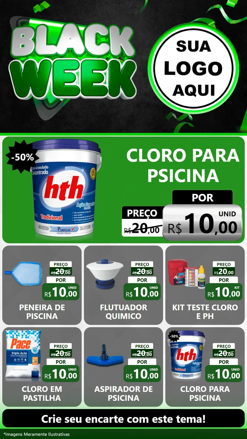 Modelo de Rede Social para Stories com o tema Black Week para Produtos para Piscina