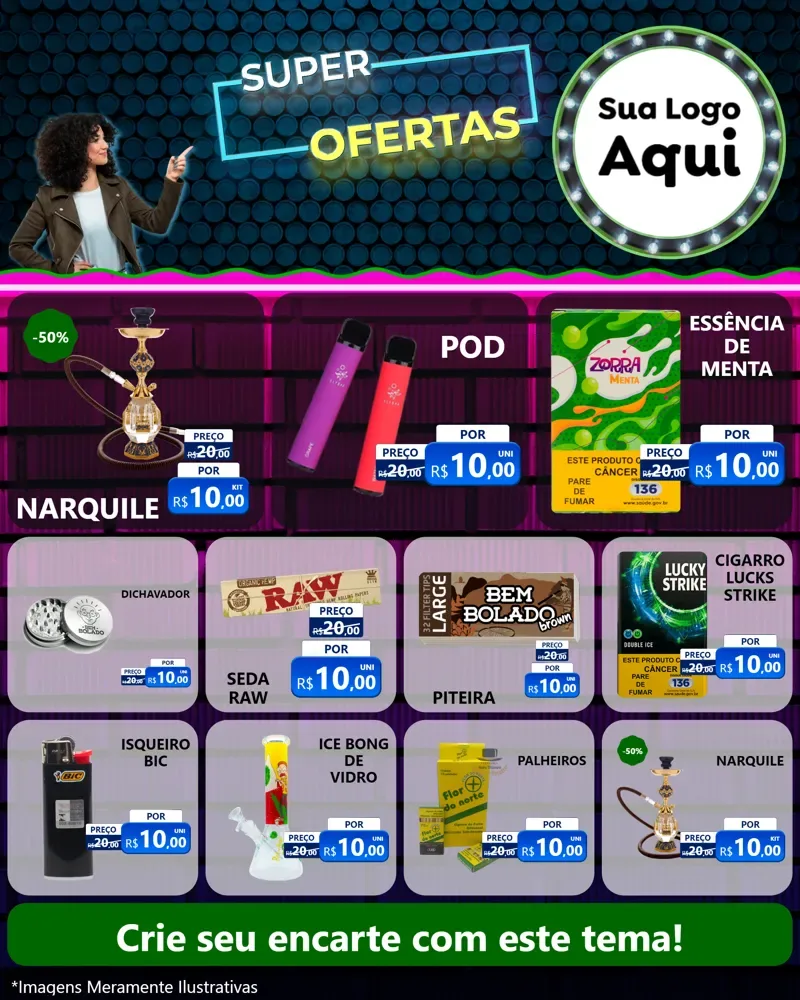 Modelo de Rede Social para Feed Instagram com o tema Super Ofertas para Tabacaria