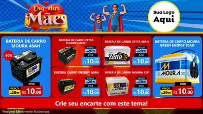 Modelo de TV para TV Horizontal com o tema Dia das Mães para Baterias Elétricas