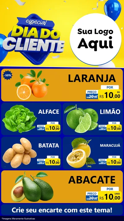 Modelo de TV para TV Vertical com o tema Especial Dia do Cliente para Hortifrúti
