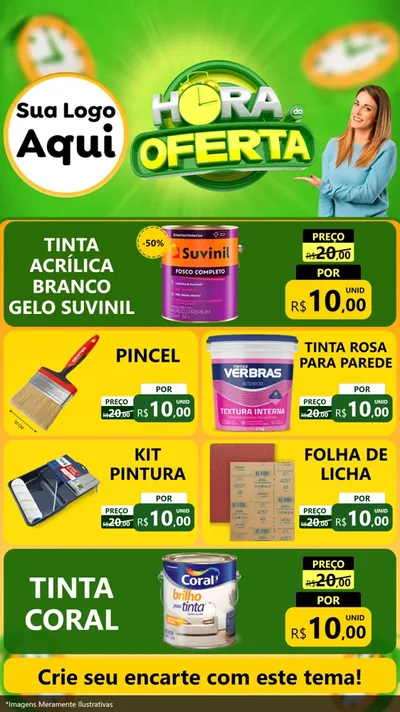 Modelo de TV para TV Vertical com o tema Hora da Oferta para Tintas e Ferramentas