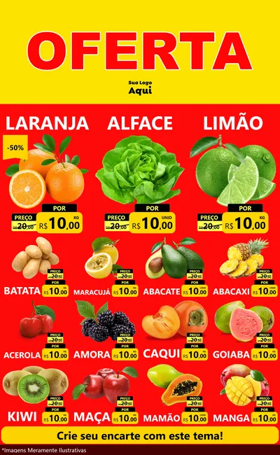 Modelo de Encarte para Encarte Grande com o tema OFERTA - Vermelho Cartaz para Hortifrúti