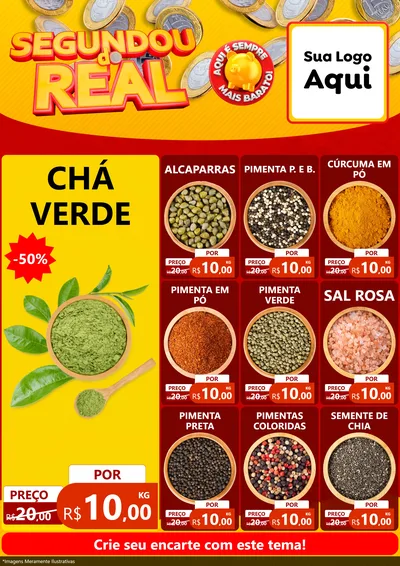 Modelo de Encarte para Encarte A4 Vertical com o tema Segundou do Real para Produtos Naturais