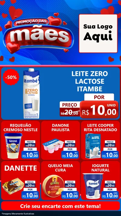 Modelo de Rede Social para Stories com o tema Promoção das Mães para Frios e Laticínios