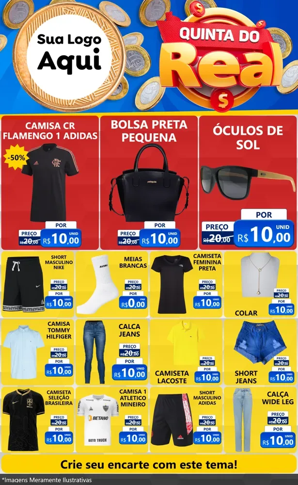 Modelo de Encarte para Encarte Grande com o tema Quinta do Real para Roupas e acessórios