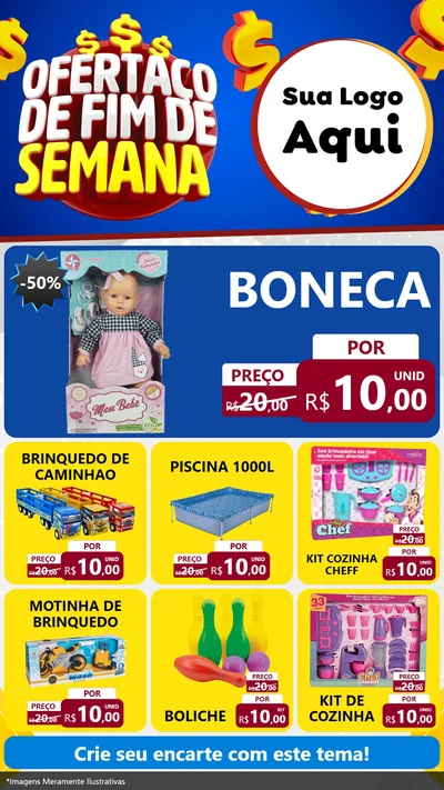 Modelo de Rede Social para Stories com o tema Ofertaço de Fim de Semana para Brinquedos