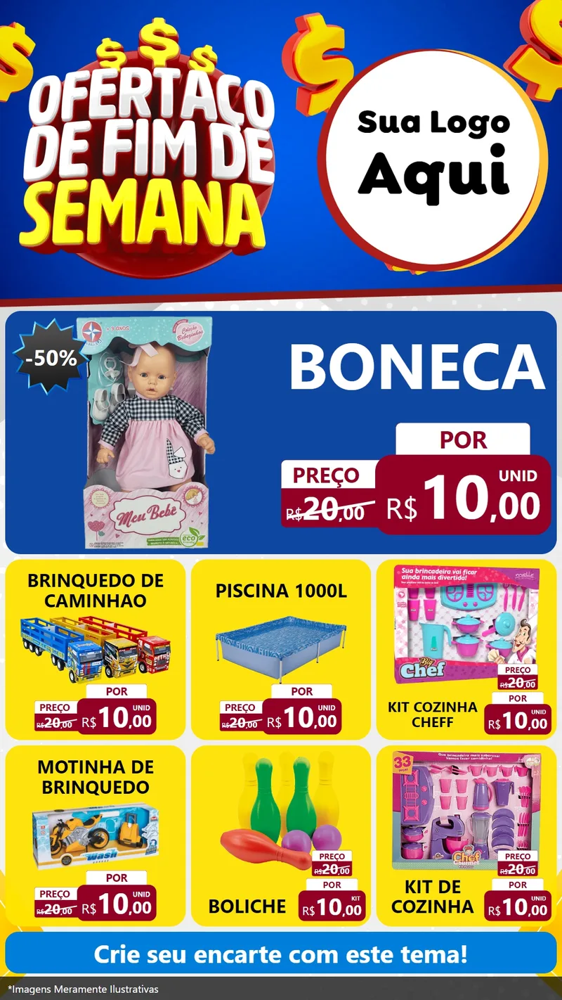 Modelo de Rede Social para Stories com o tema Ofertaço de Fim de Semana para Brinquedos