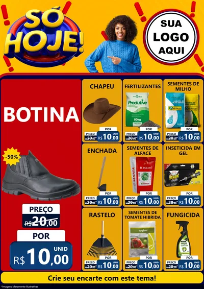 Modelo de Encarte para Encarte A4 Vertical com o tema Só Hoje! para Agropecuária