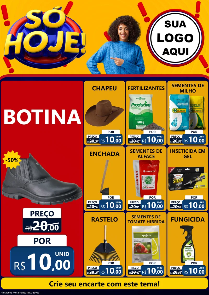 Modelo de Encarte para Encarte A4 Vertical com o tema Só Hoje! para Agropecuária