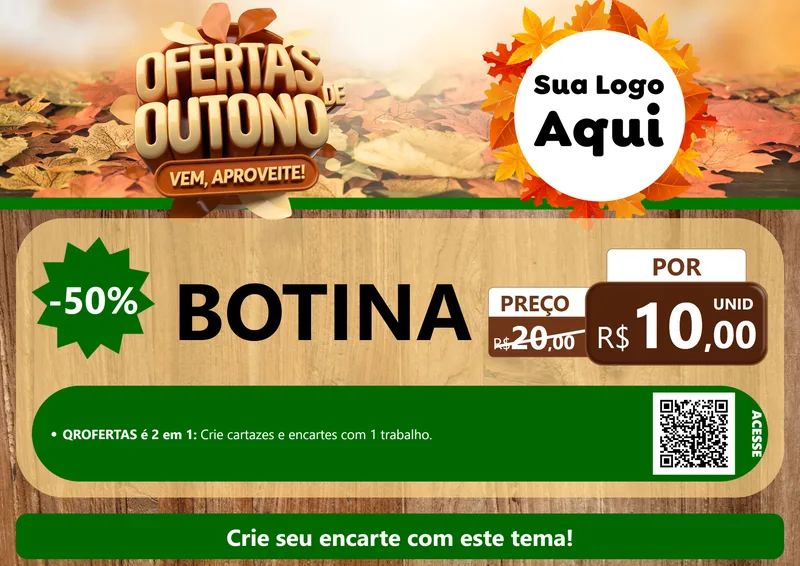 Modelo de Cartaz para Cartaz A4 Horizontal com o tema Ofertas de Outono - Vem, Aproveite! para Agropecuária
