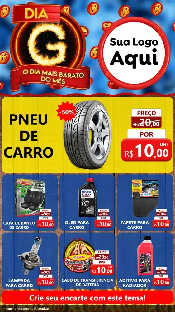 Modelo de Rede Social para Stories com o tema Dia G - O Dia Mais Barato Do Mês para Auto peças