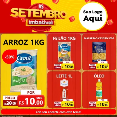 Modelo de Rede Social para Feed Facebook com o tema Setembro Imbatível para Supermercado